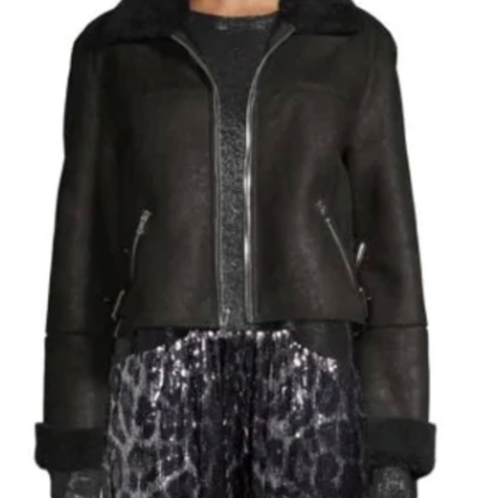 RTA Shearling Leather Moto Jacket